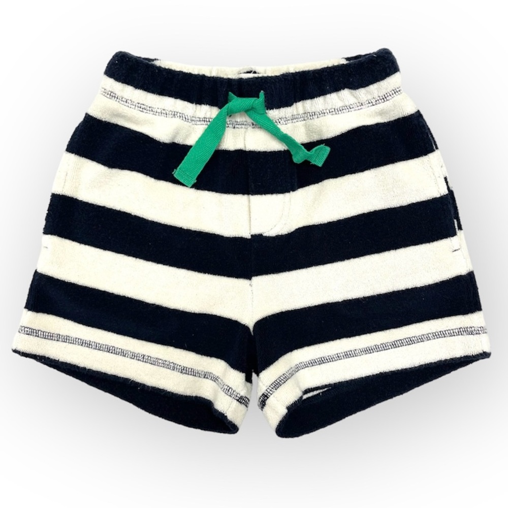 Mini Boden Toweling Shorts Navy and Ivory Stripes